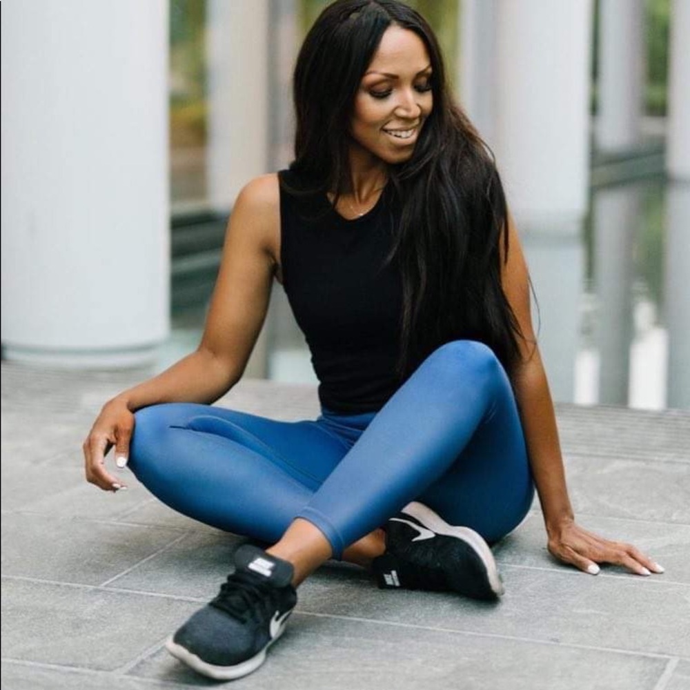 Zyia Blue  Metallic LnT Hi-Rise 7/8 (8-10) NWT